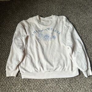 American Eagle Outfitters White Sweatshirt with Blue Graphic